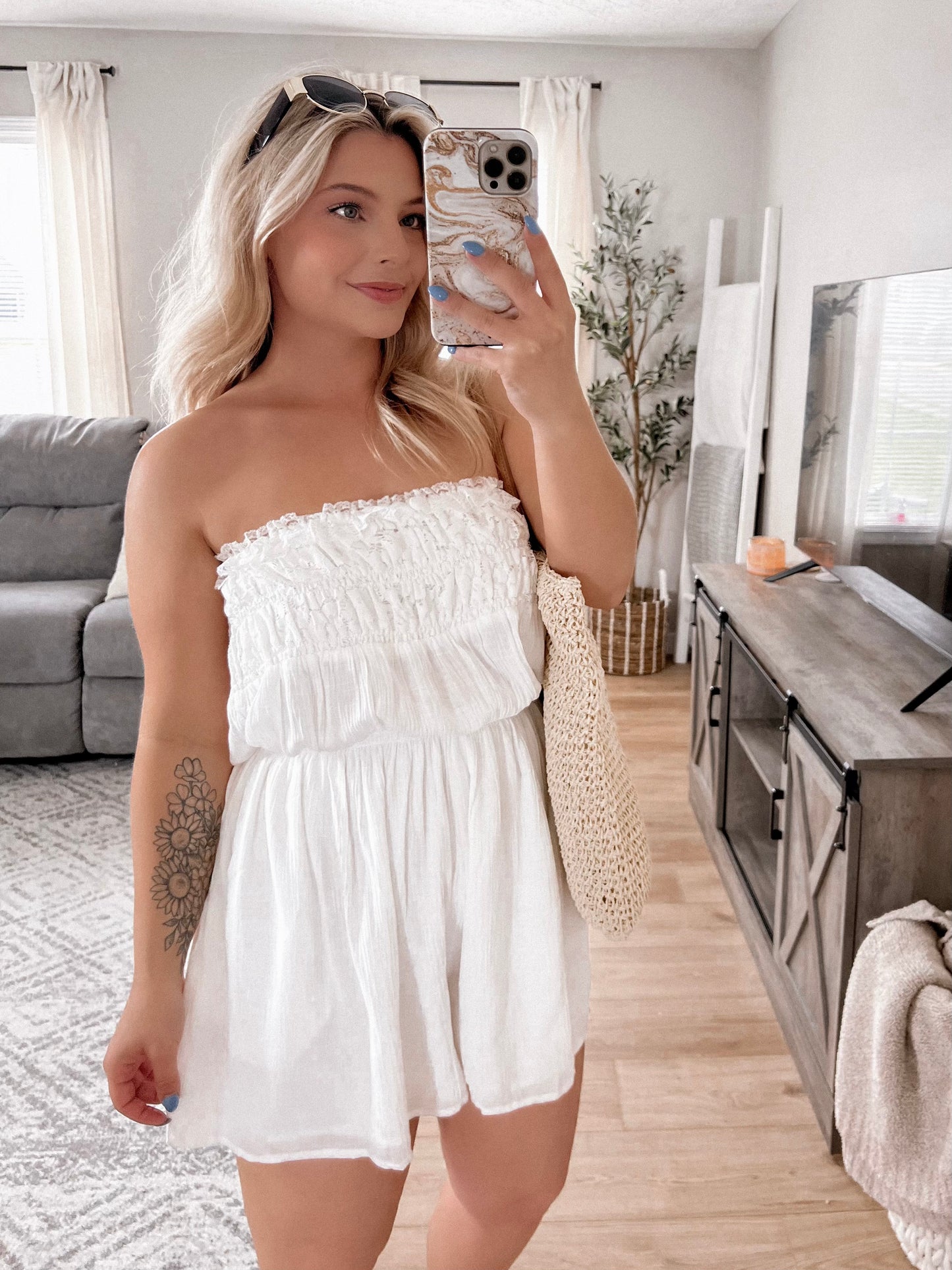 Honeymooner Strapless Romper Final Sale