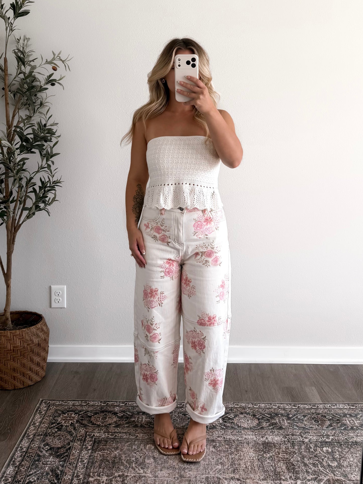 Lace Wave Crochet Top / White