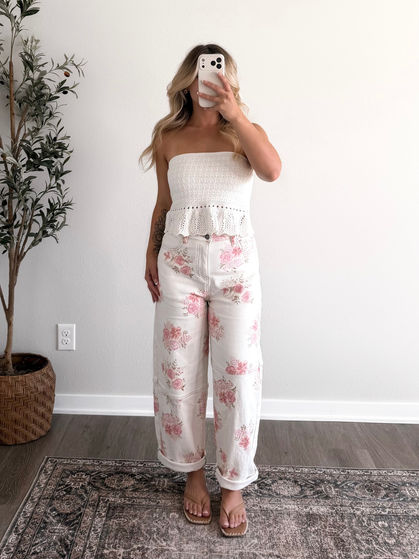 Lace Wave Crochet Top / White