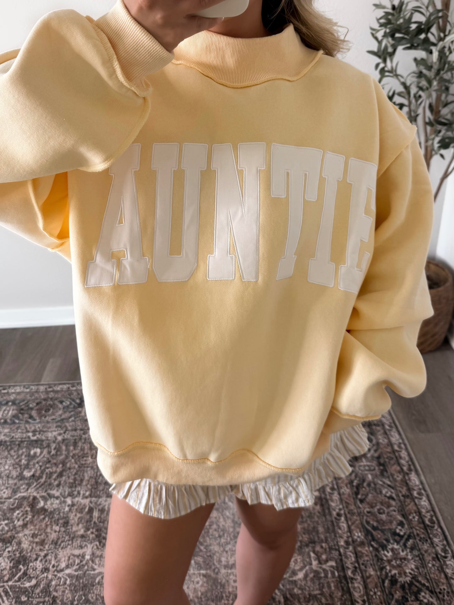 "Auntie" Oversized Mockneck Pullover