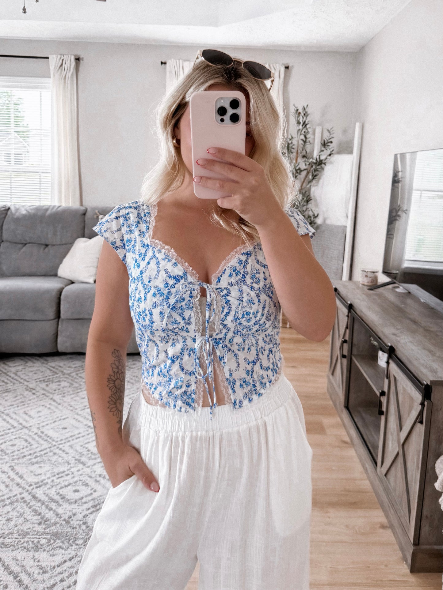 Ally Floral Eyelet Top