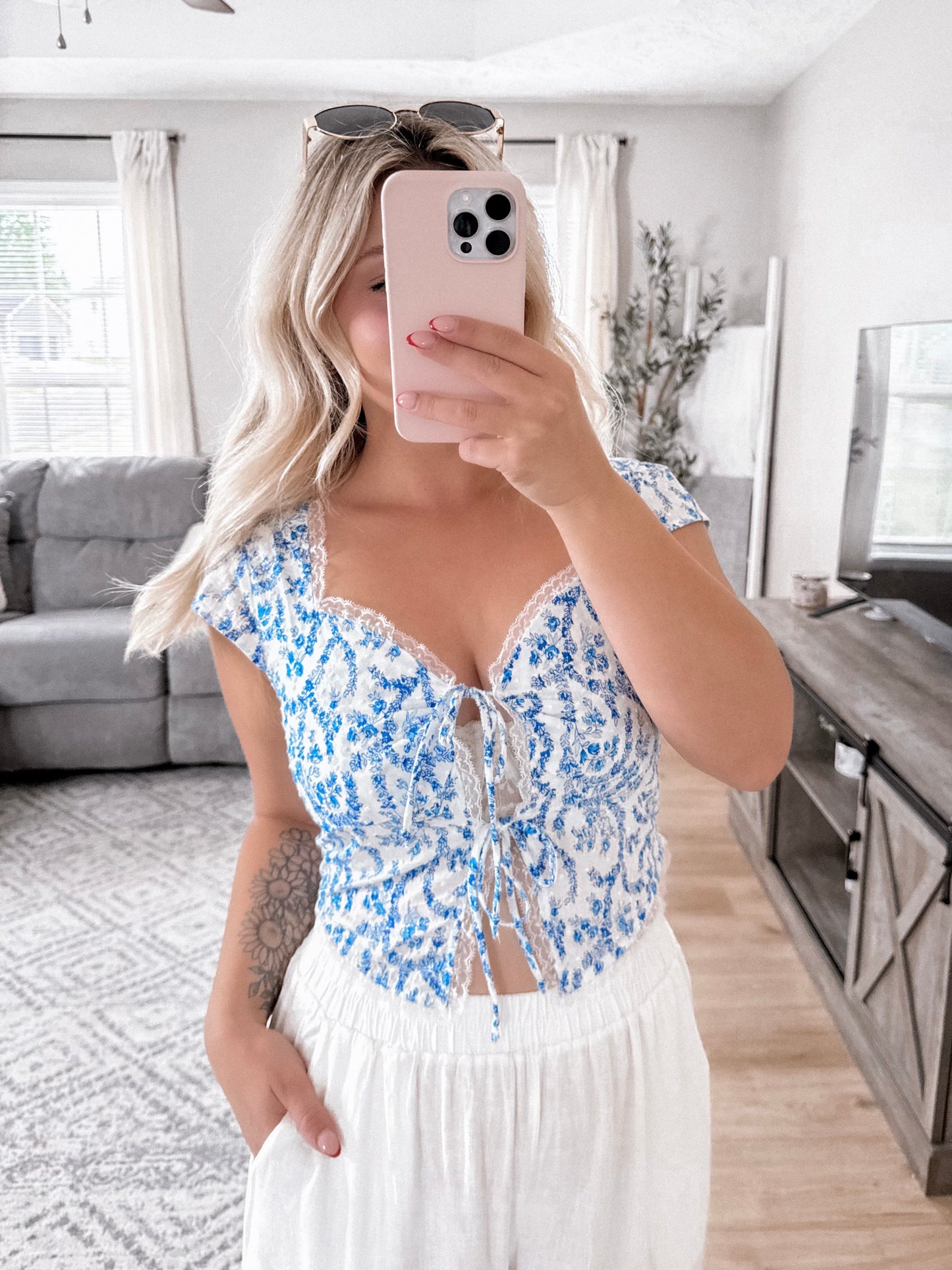 Ally Floral Eyelet Top