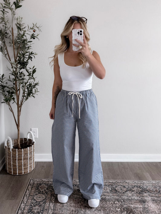 Library Studies Grid Pants / Lt Navy