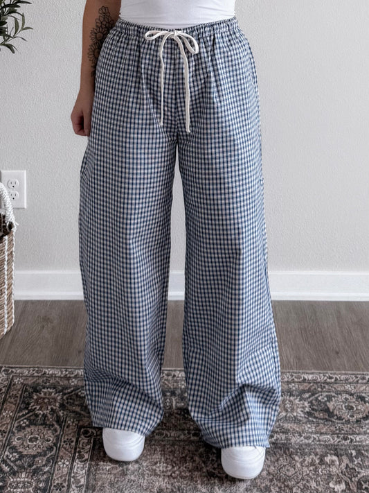 Library Studies Grid Pants / Lt Navy