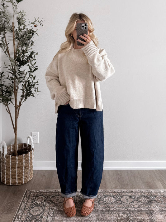 Oatmeal Chai Tie Back Sweater (Restocking Mid October)