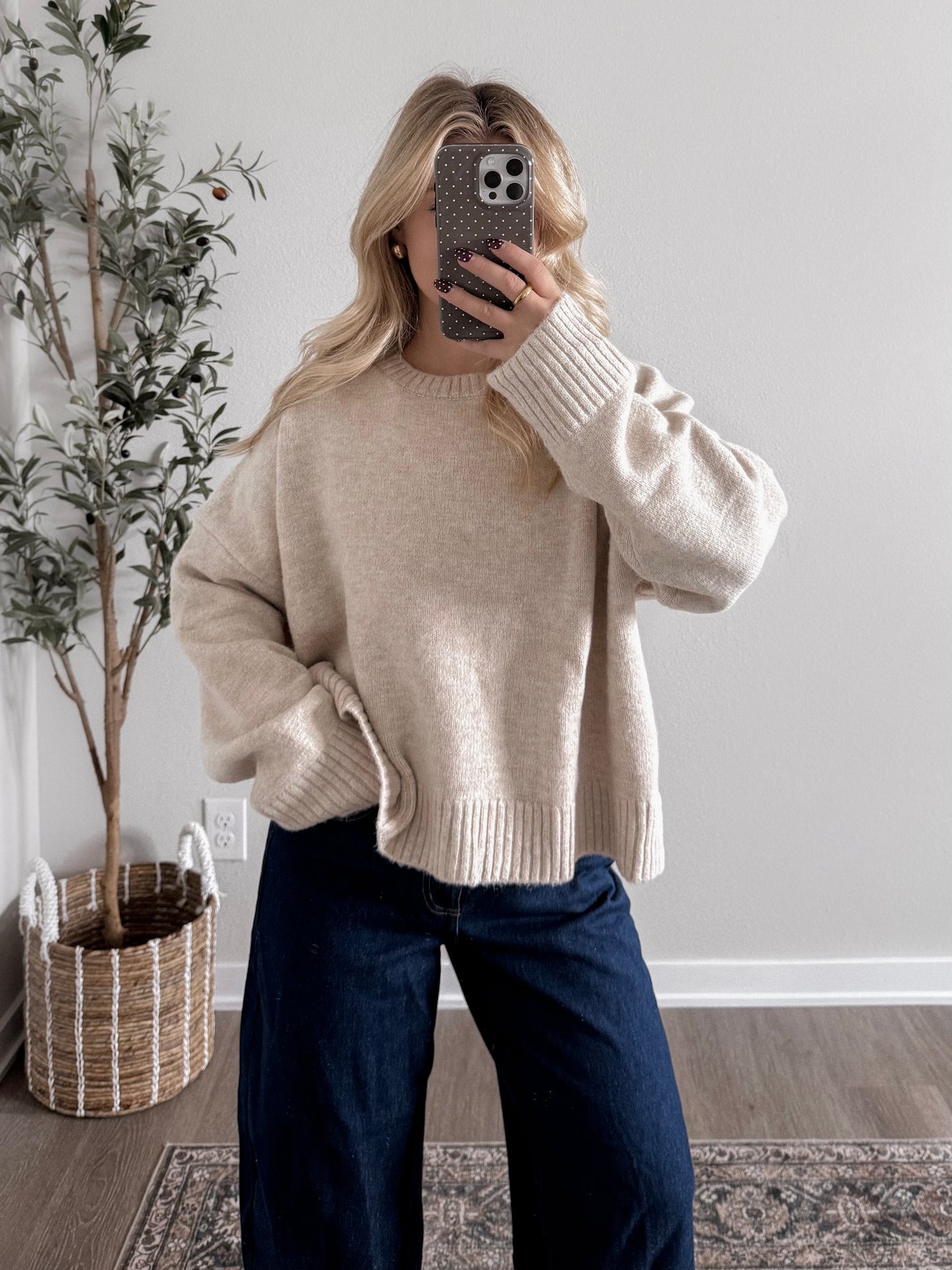Oatmeal Chai Tie Back Sweater