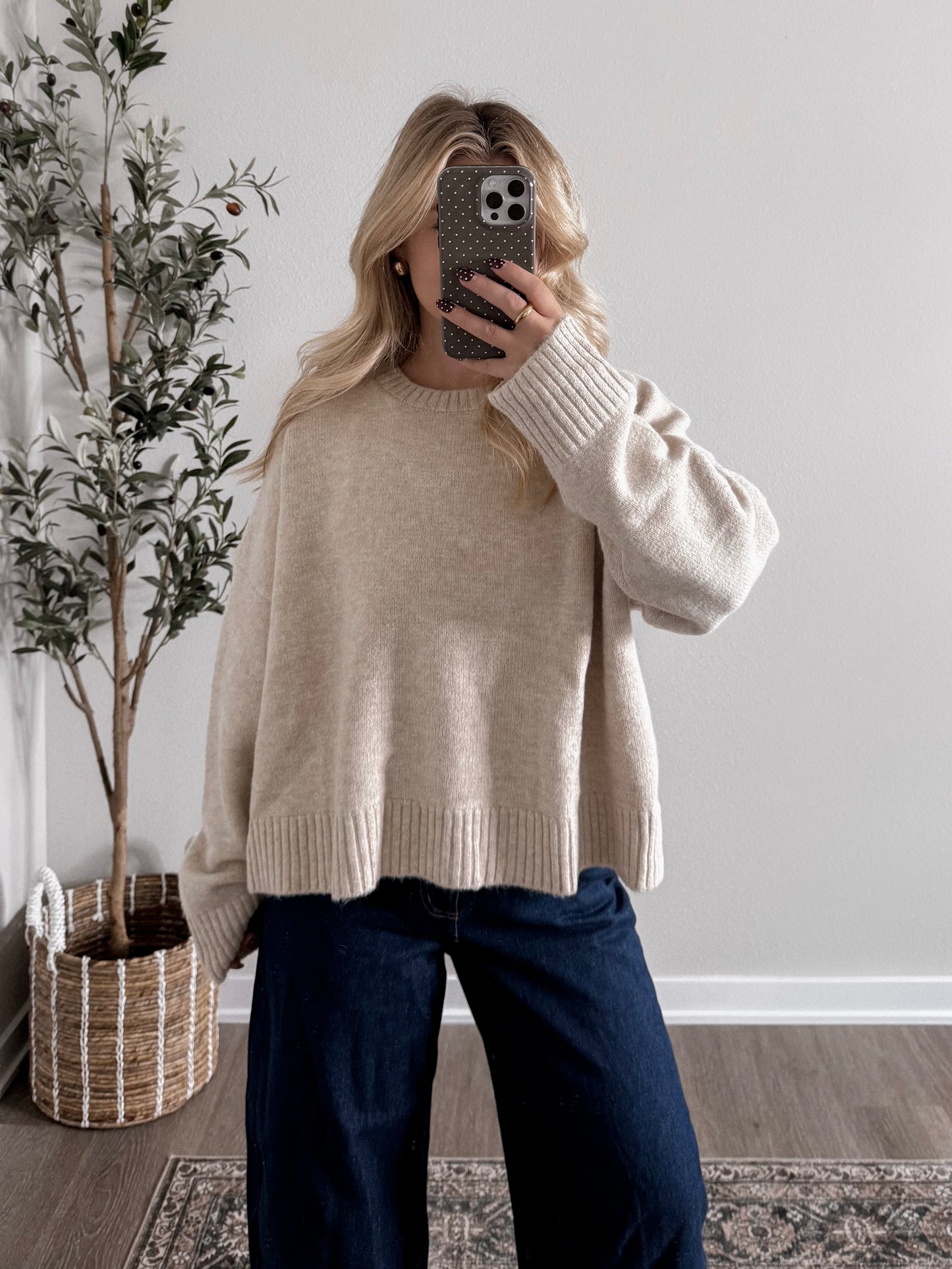 Oatmeal Chai Tie Back Sweater