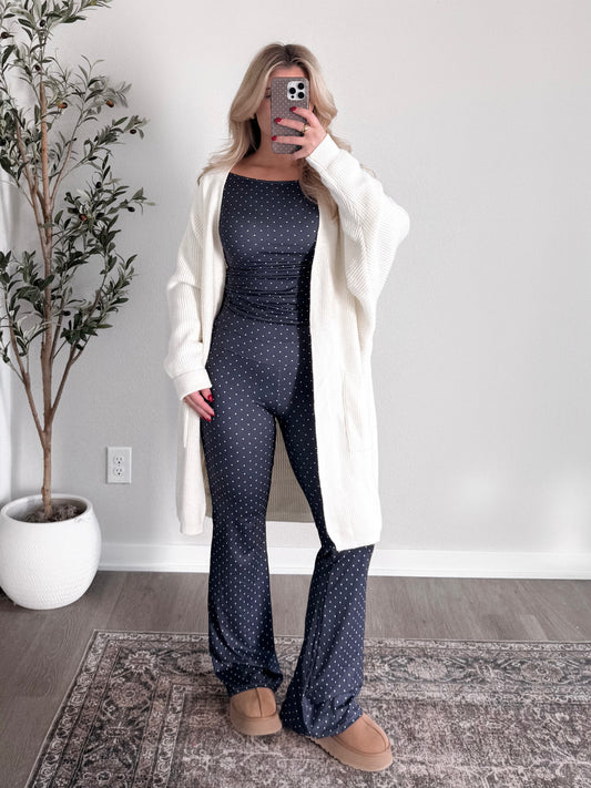 Navy Dot Yoga Pant Set