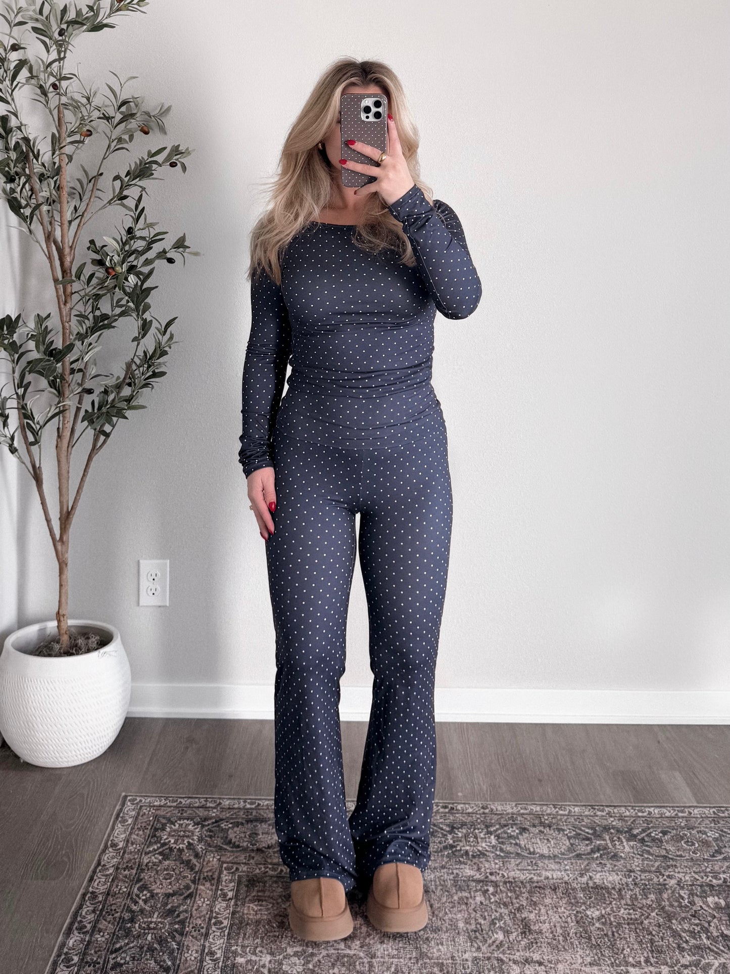 Navy Dot Yoga Pant Set