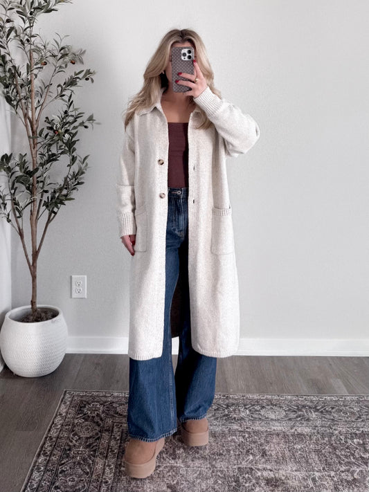 Midwinter Muse Knit Coatigan / Oat