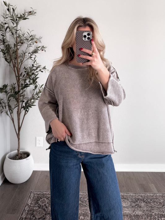 Cozy Knit Relaxed Sweater / Mocha