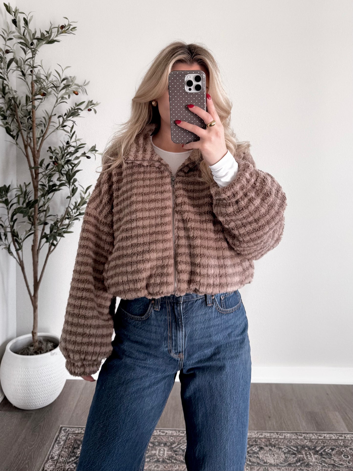 Coco Girl Striped Sherpa Jacket