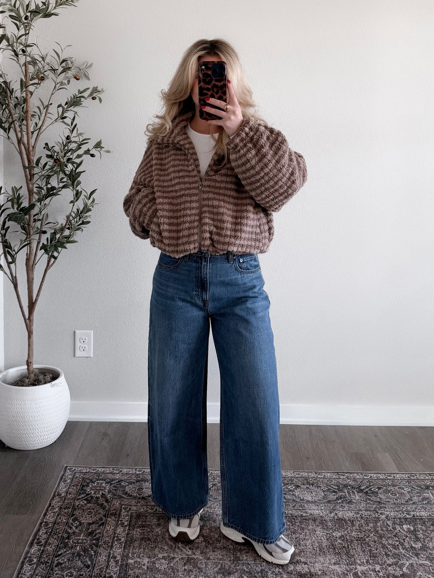 Coco Girl Striped Sherpa Jacket