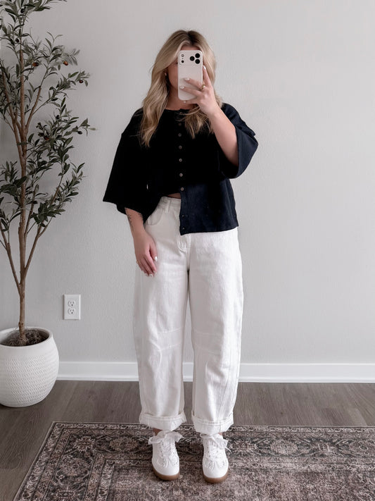 Elodie Button Cardigan / Navy