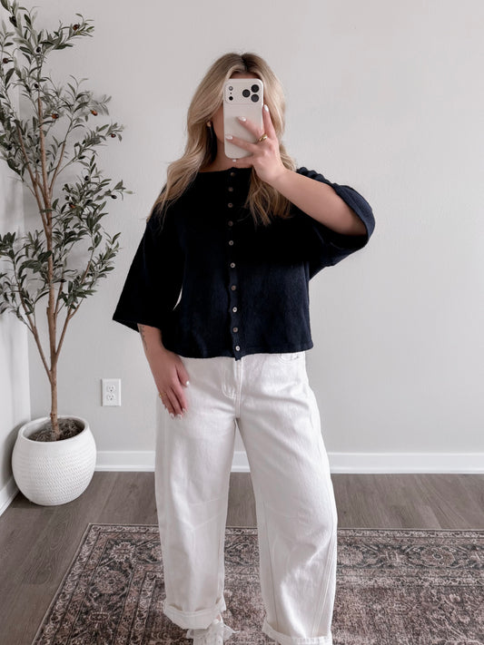 Elodie Button Cardigan / Navy