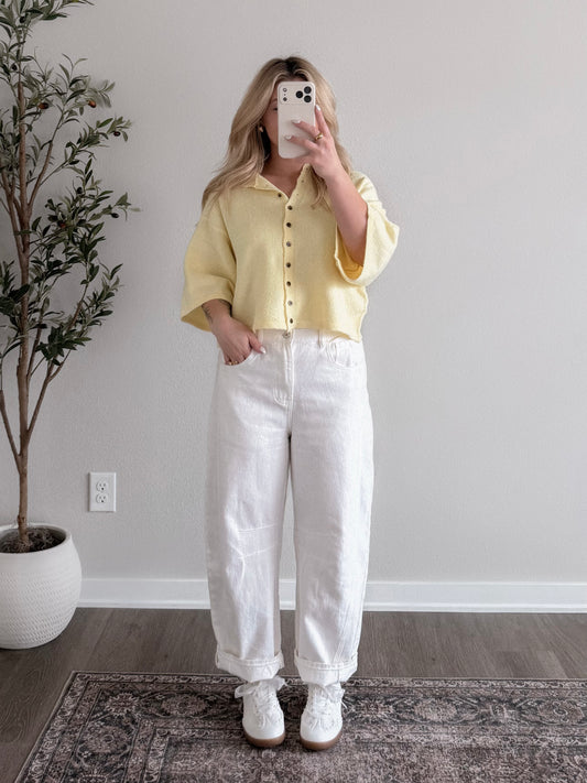 Elodie Button Cardigan / Butter Yellow