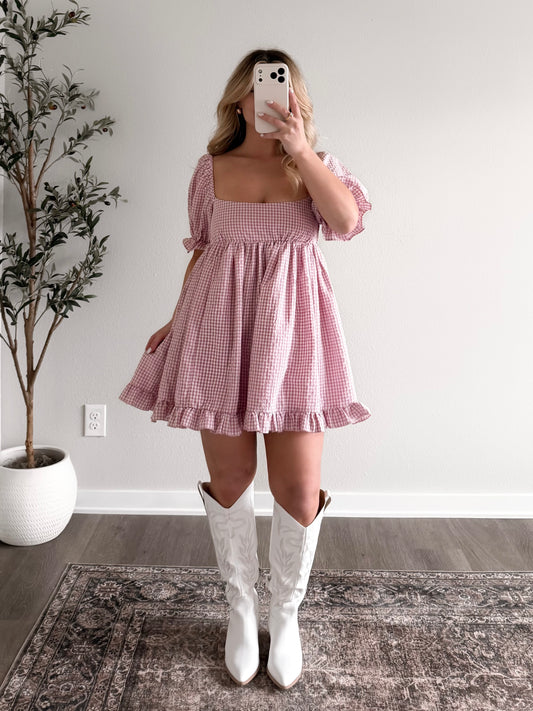Kendall Pink Gingham Dress