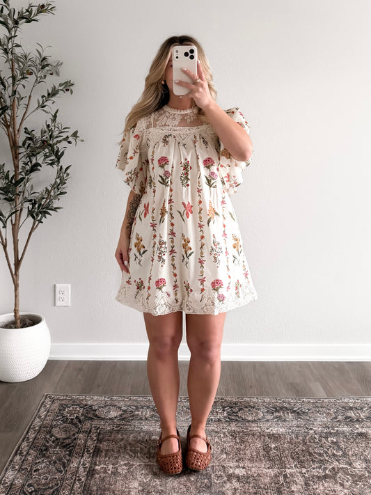Botanical Floral Lace Dress