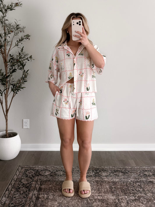 Petal Picnic Embroidered Set