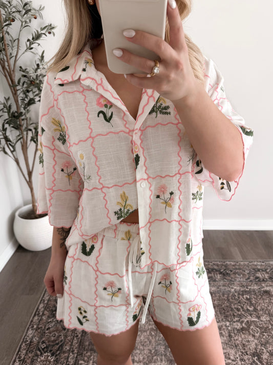 Petal Picnic Embroidered Set