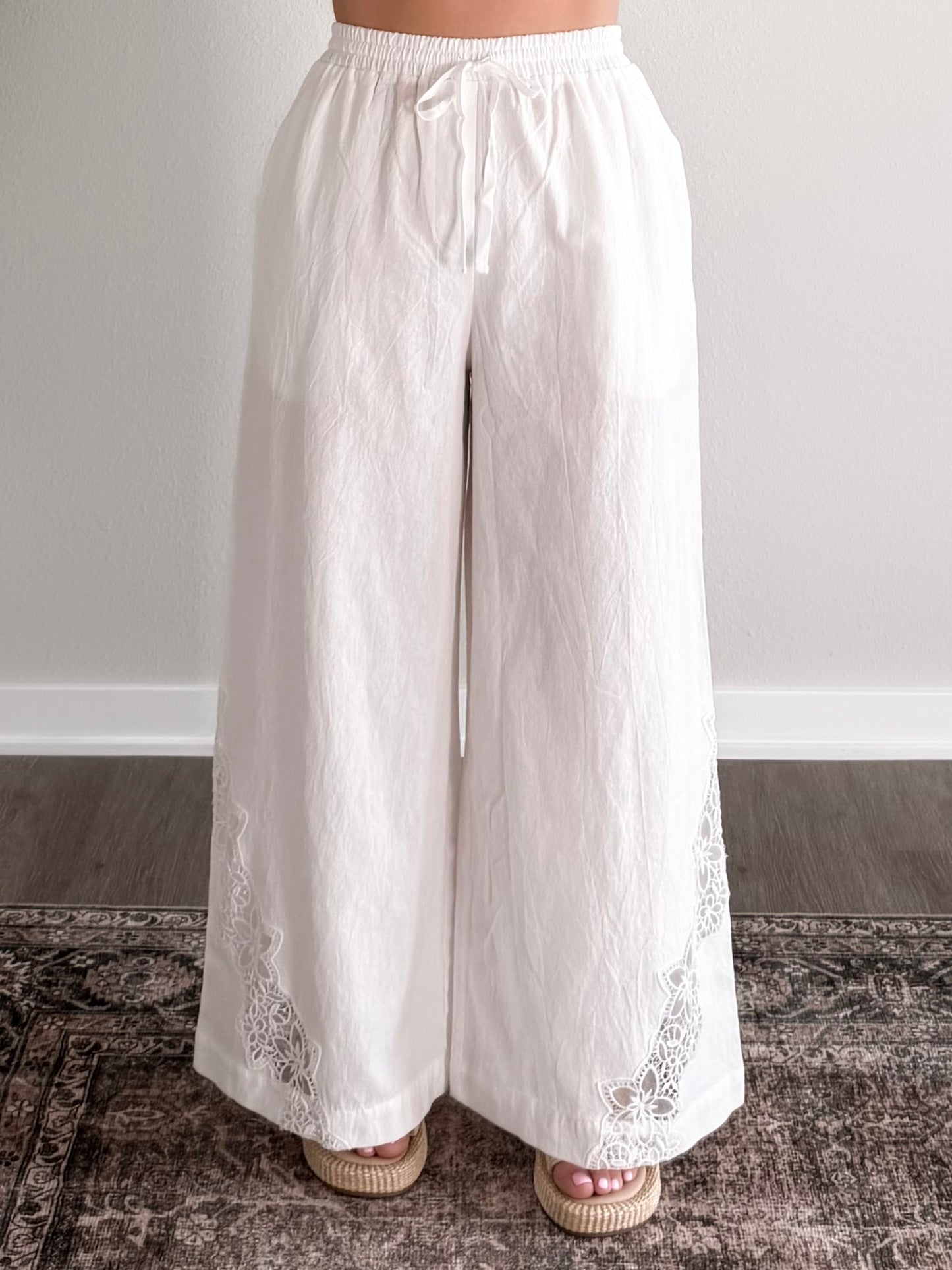 Sun Affair Linen Wide Leg Pant / White