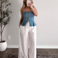 Denim Dreams Strapless Peplum Top