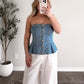 Denim Dreams Strapless Peplum Top