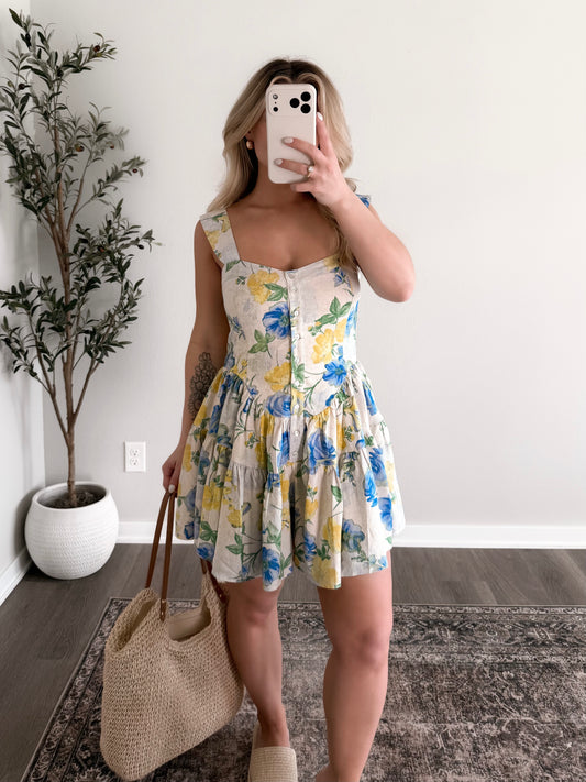 Lemon Hibiscus Floral Romper