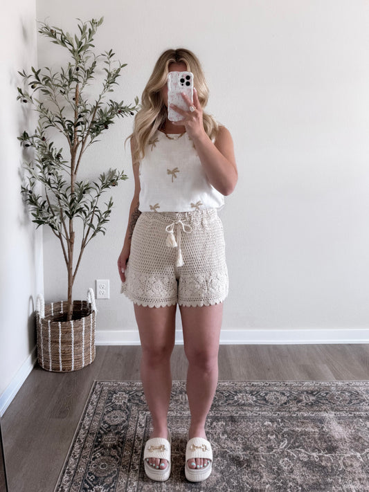 Neutral Palm Embroidered Tank