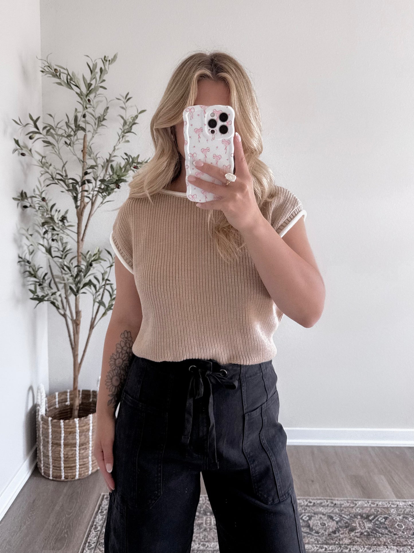 Outlined Knit Sweater / Natural (est ship date 5.27)