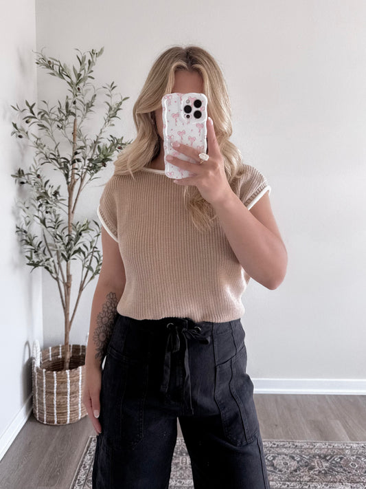 Outlined Knit Sweater / Natural (est ship date 5.27)
