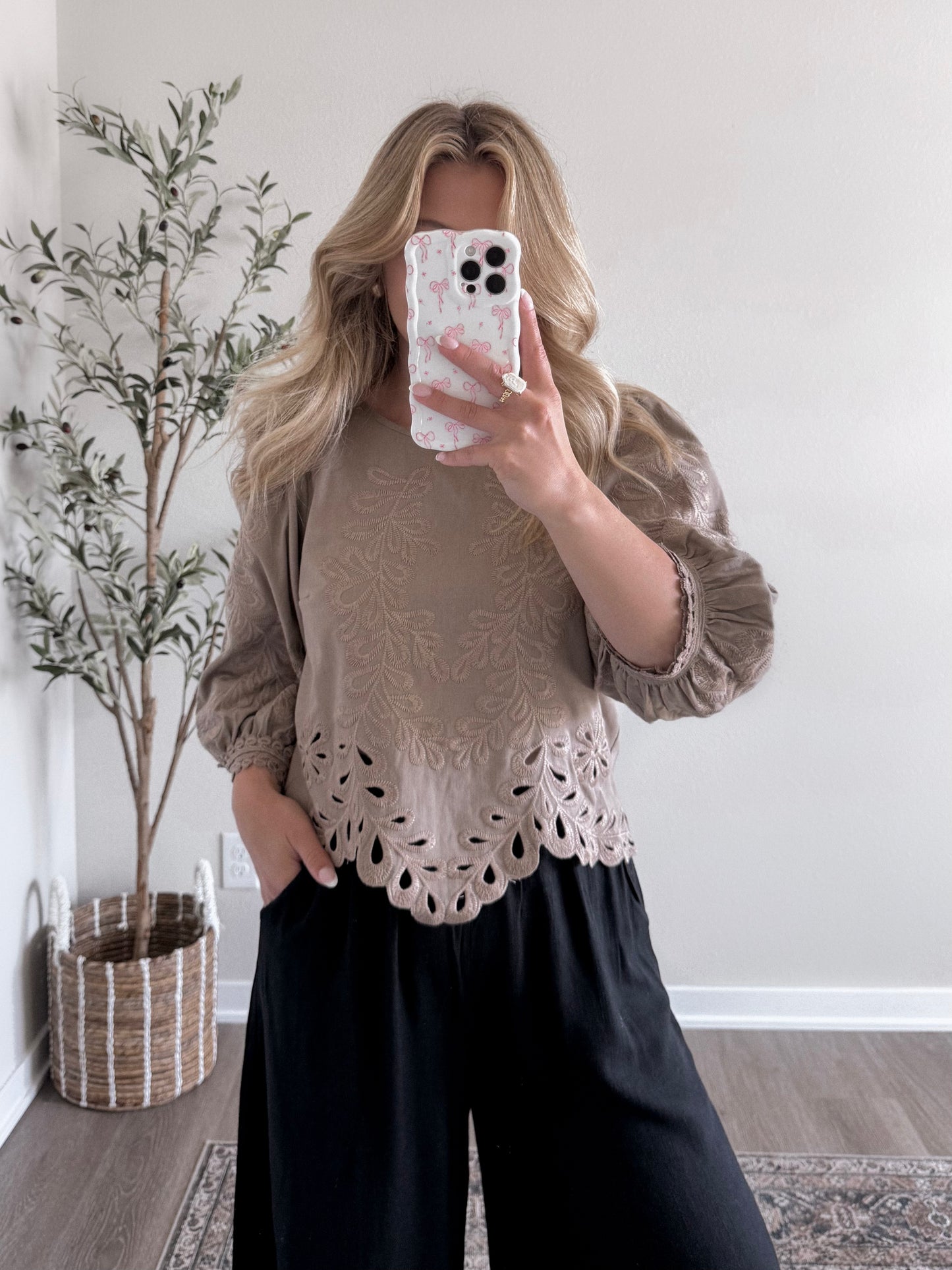 Modest Chic Embroidered Top