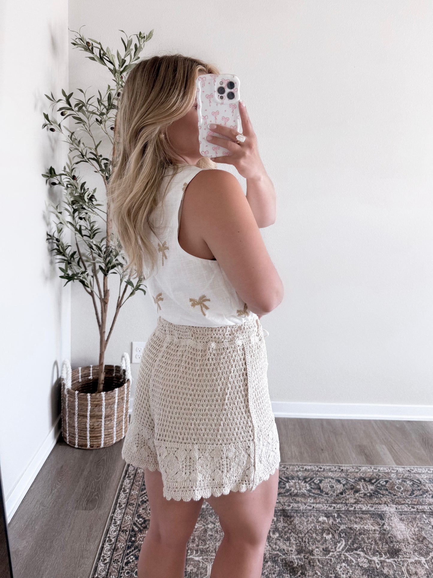 Neutral Palm Embroidered Tank