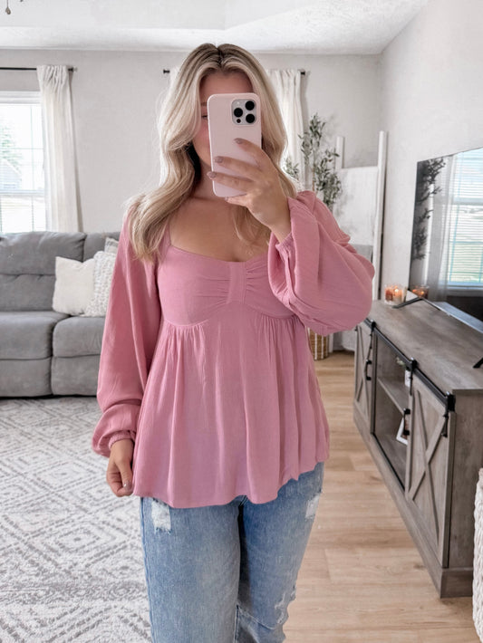 Graceful Mauve Babydoll Top Final Sale