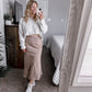 Sweet And Chic Satin Midi Skirt Final Sale