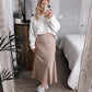 Sweet And Chic Satin Midi Skirt Final Sale