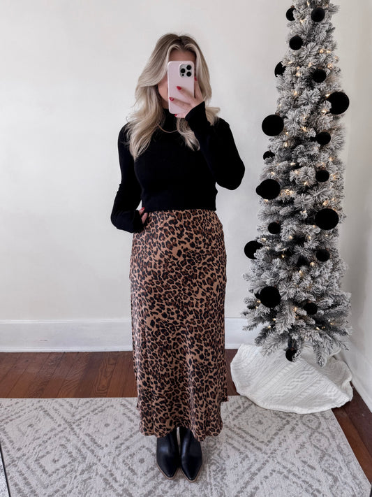 Wild Side Satin Midi Skirt