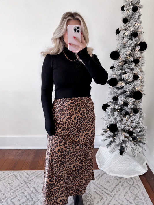 Wild Side Satin Midi Skirt