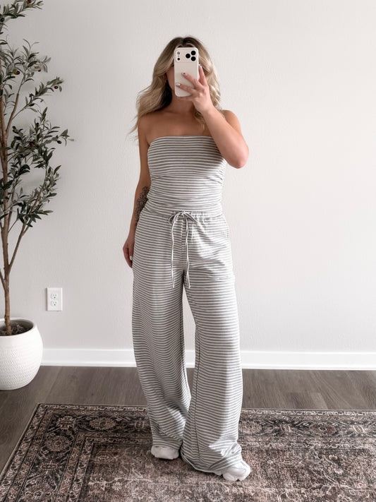 On Repeat Striped Set / Grey White