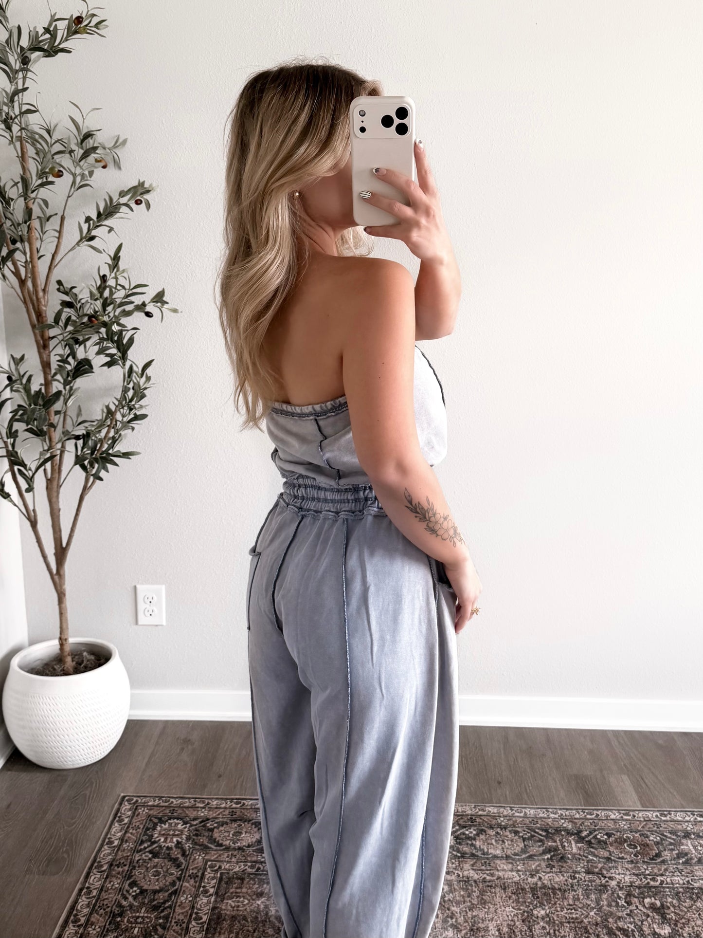 Lounge Line Barrel Jumpsuit (Restocking Mid Aug)