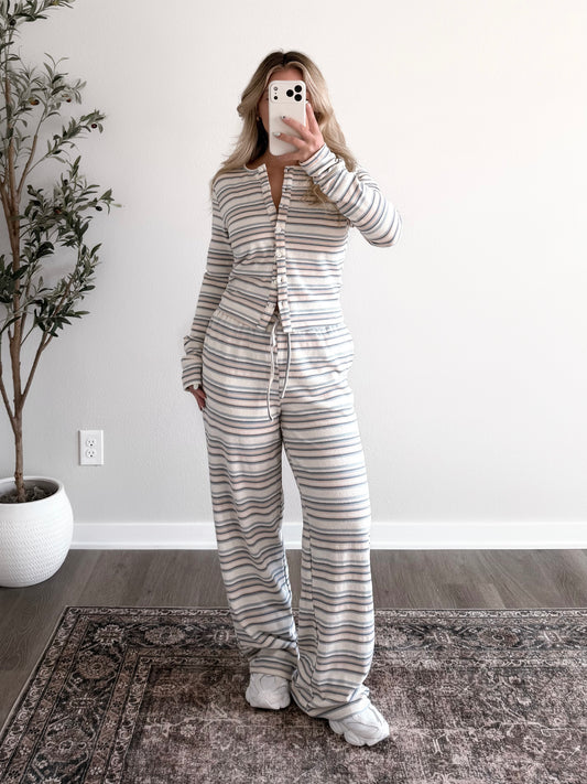 Vanilla Tide Striped Lounge Set