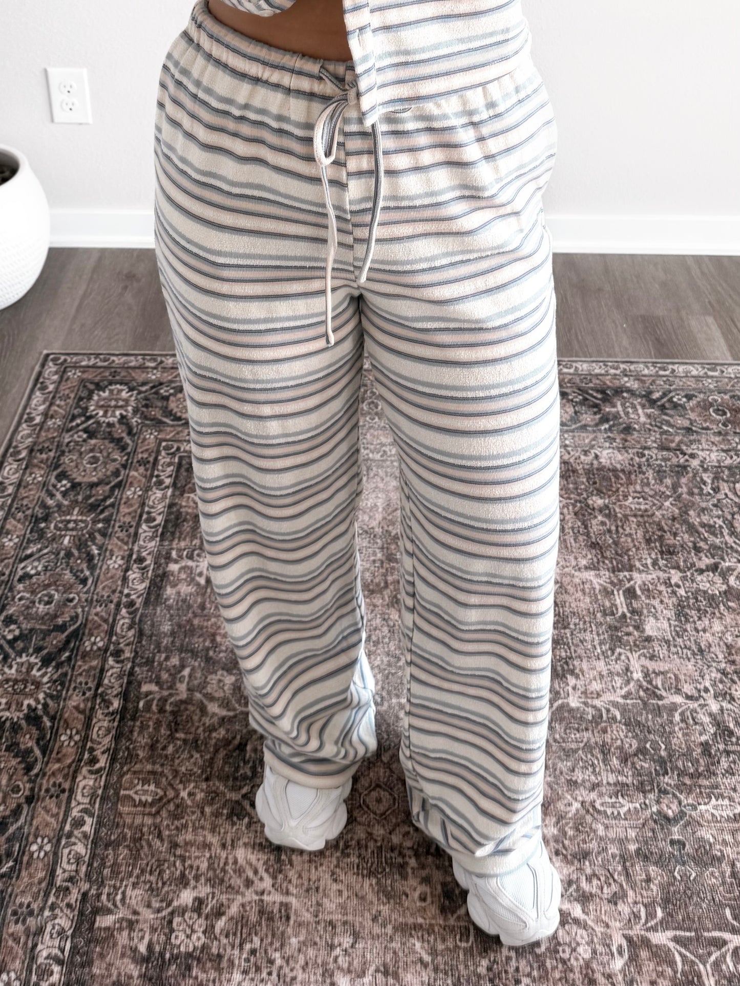 Vanilla Tide Striped Lounge Set