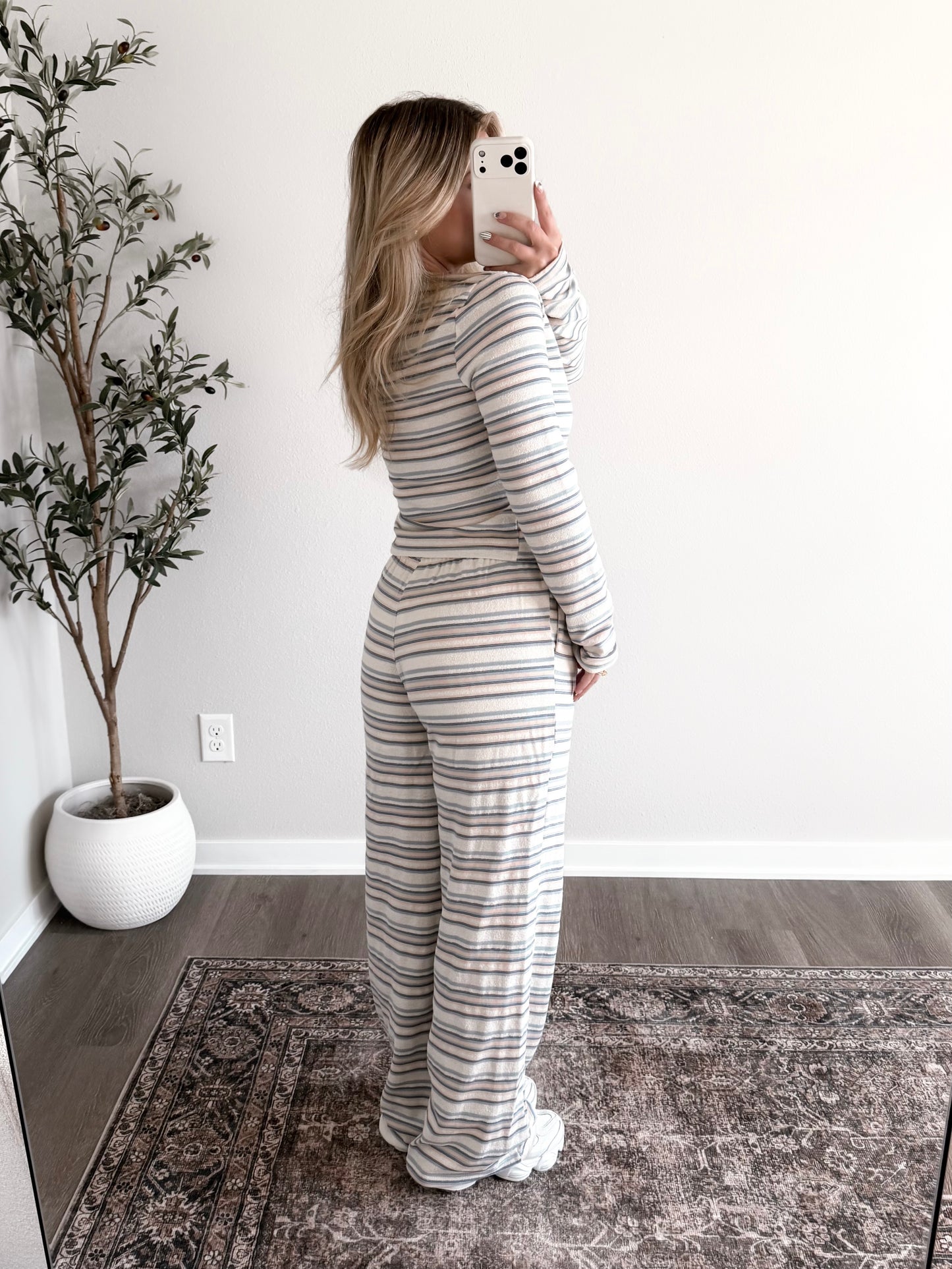 Vanilla Tide Striped Lounge Set