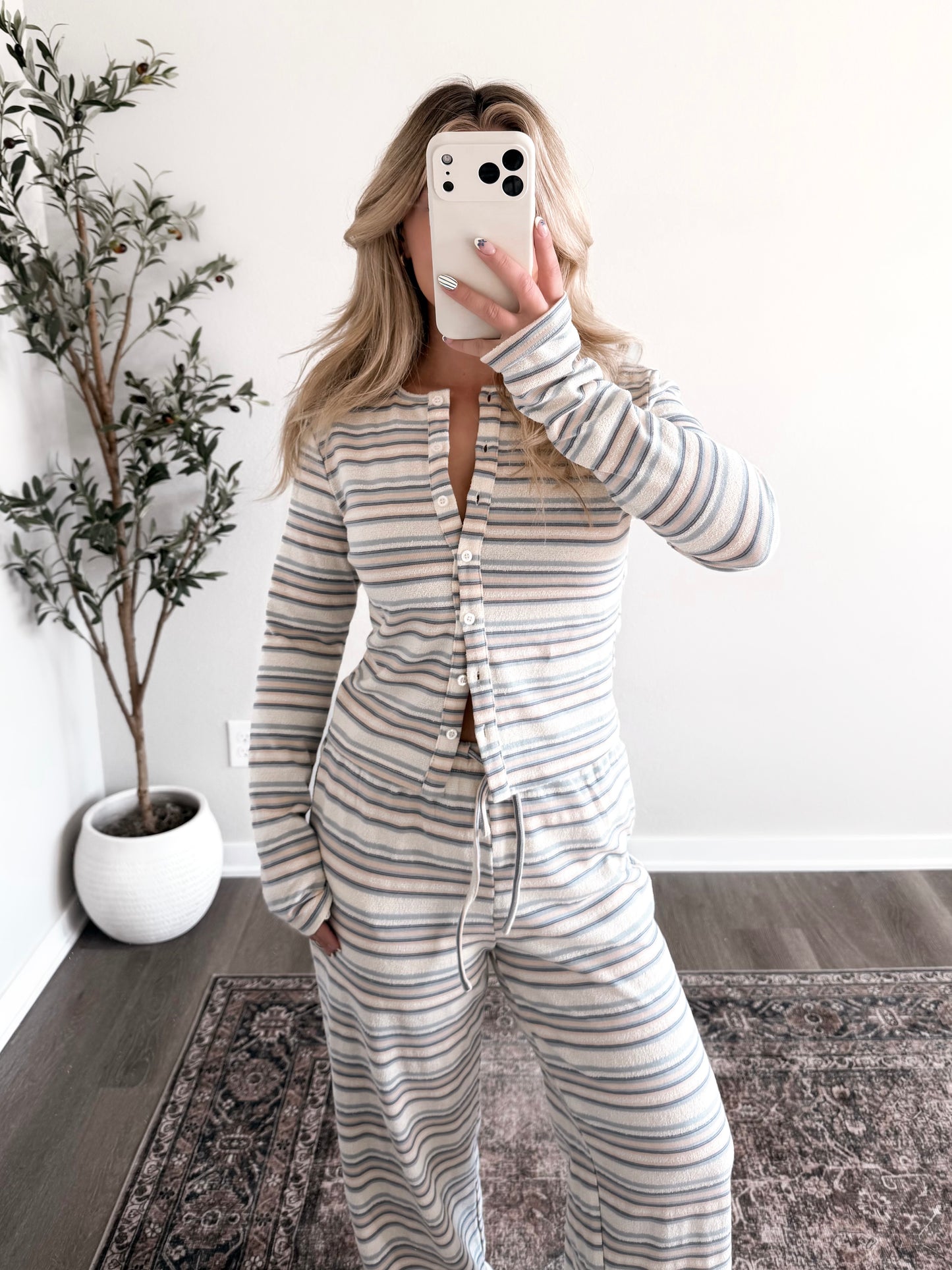 Vanilla Tide Striped Lounge Set