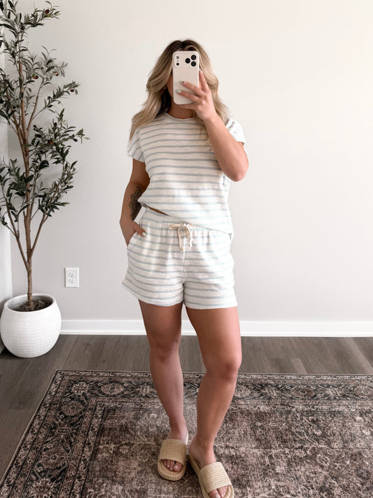 Chill Blue Striped Short Set