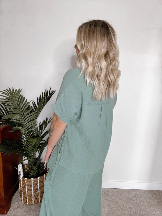 Comfy Chic Cotton Tee - Sage Final Sale s