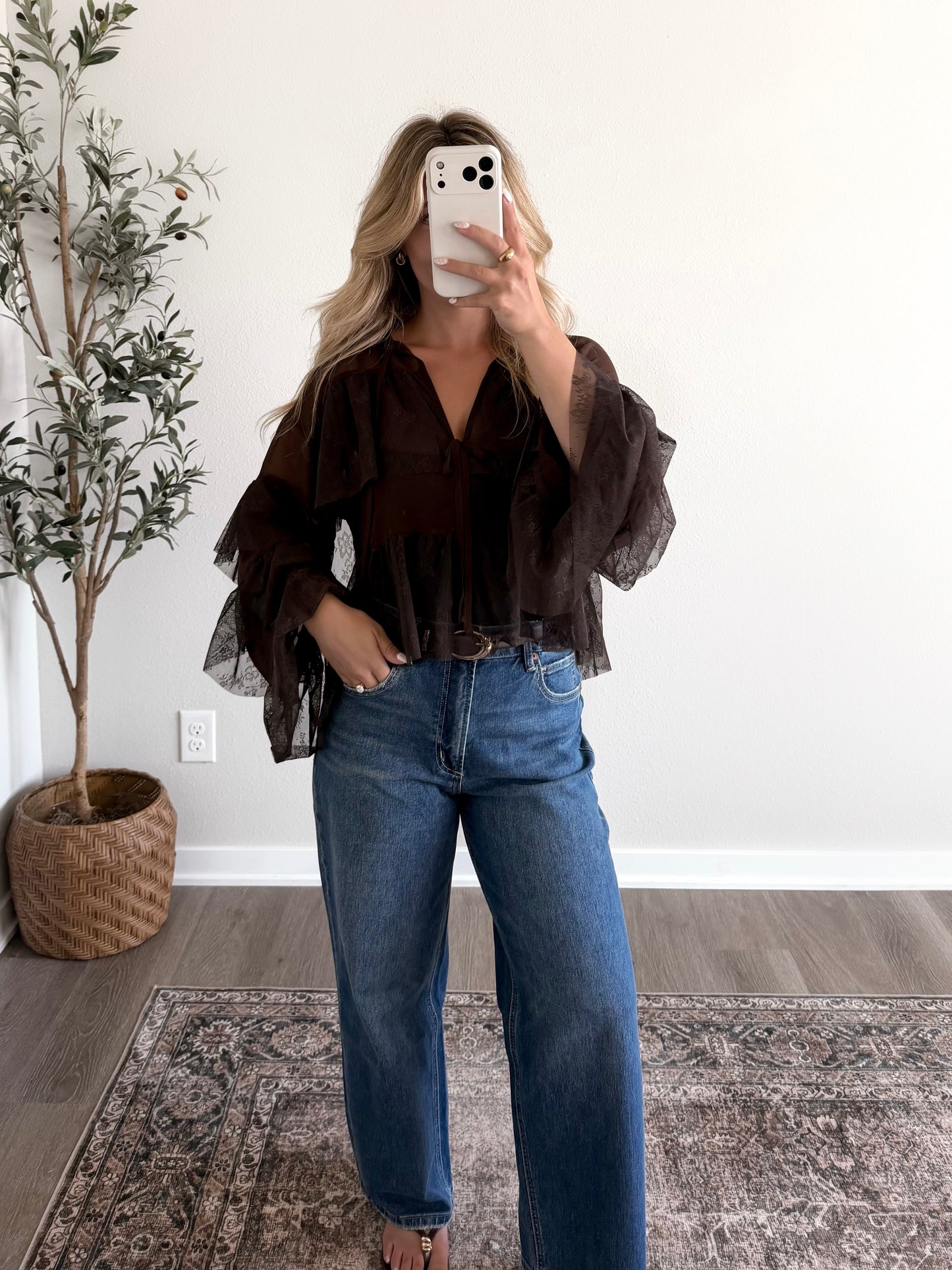 Long Way Home Lace Sheer Top (PREORDER EST SHIP 7.27)