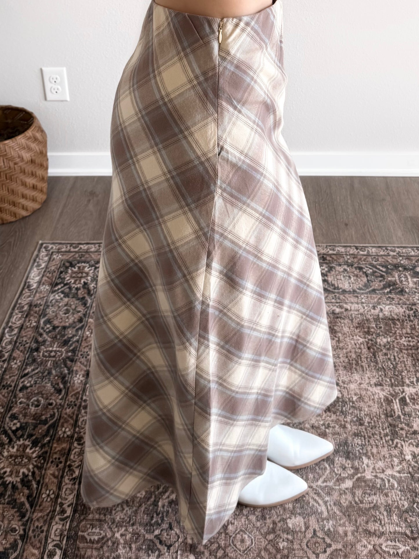 Oakwood Plaid Midi Skirt (Restocking End of August)