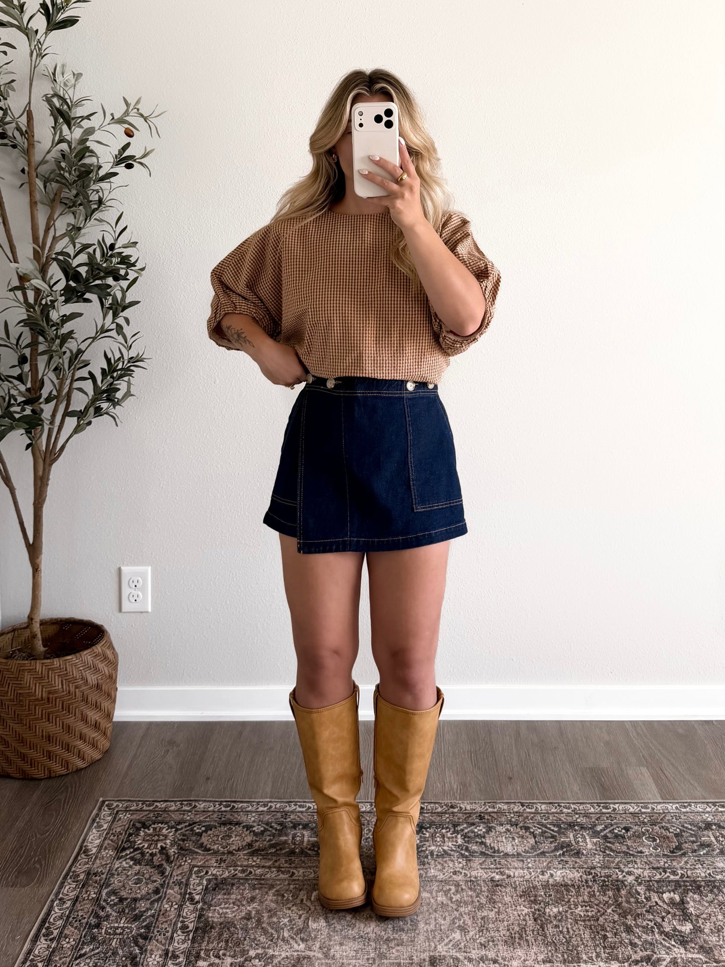 Cider Lane Gingham Bubble Top