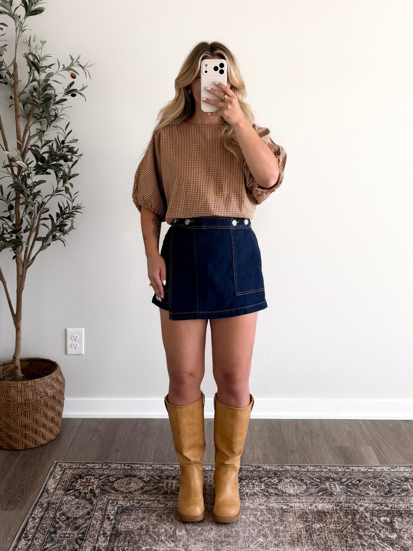 Cider Lane Gingham Bubble Top